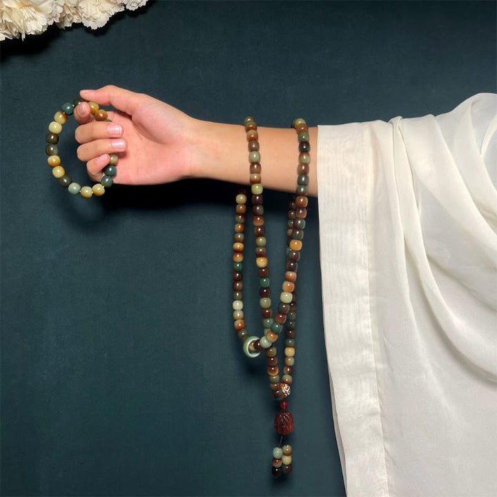 Buddha Stones 108 Mala Beads Bodhi Seed Pace Saggezza Bracciale Polso Mala Tasca Mala