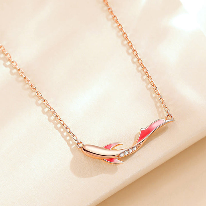 Collana con ciondolo a forma di pesce koi in argento sterling 925 Buddha Stones e zircone per la prosperità - image 1