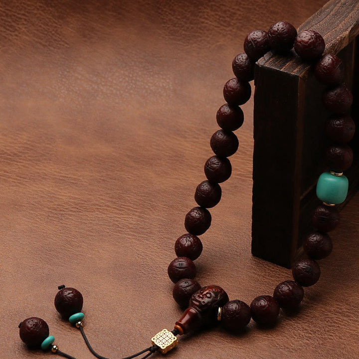 Buddha Stones Tibetano Bodhi Seme Agata Perlina Fortuna Ricchezza Nappa Ciondolo Polso Mala