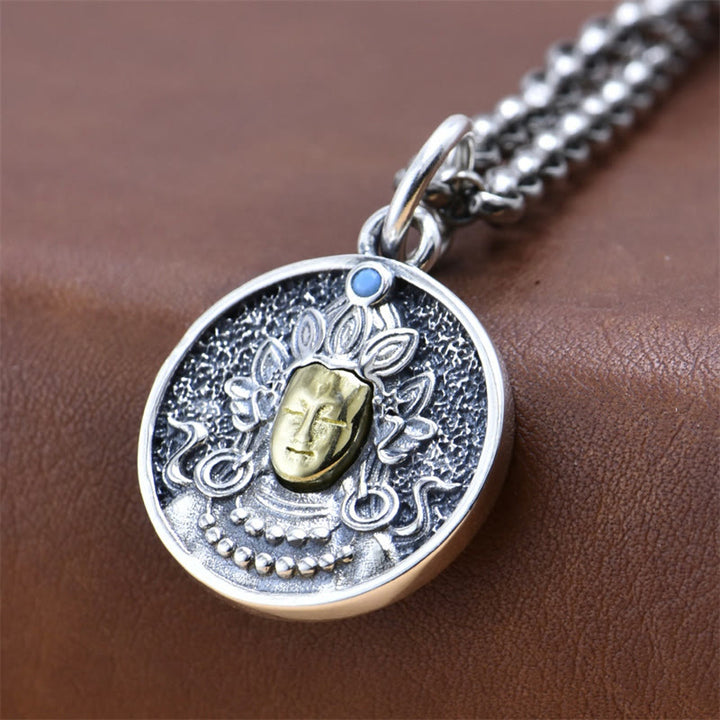 Collana con ciondolo di protezione Vajra con doppio Dorje Tara verde in argento sterling 925 Buddha Stones - image 2