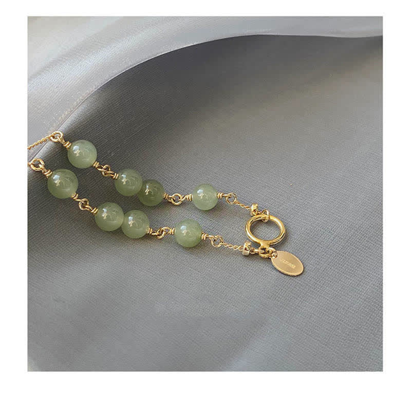 Braccialetto di perline della fortuna riempito d'oro 14K con giada naturale Hetian unica Buddha Stones - image 11