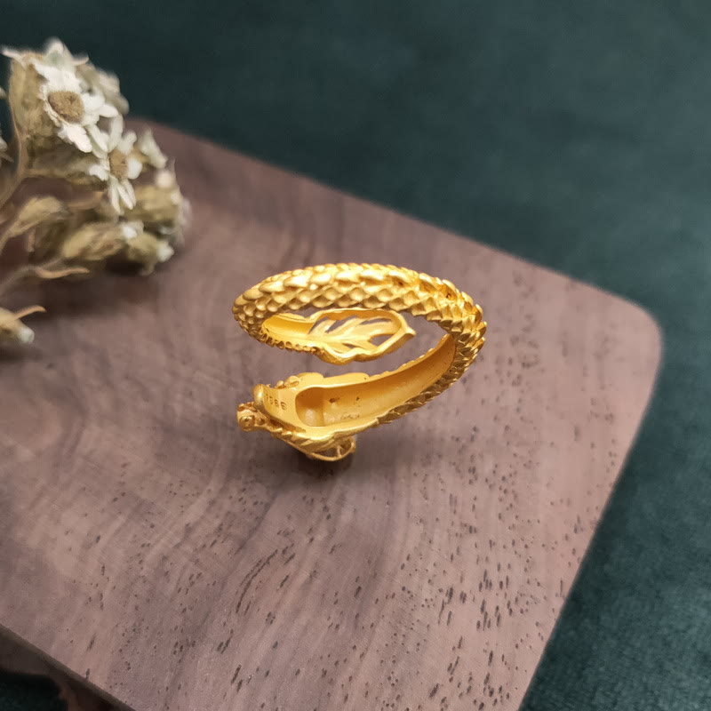 Anello di forza del successo del drago dorato Buddha Stones