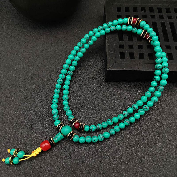 Bracciale Mala di guarigione in turchese tibetano Buddha Stones