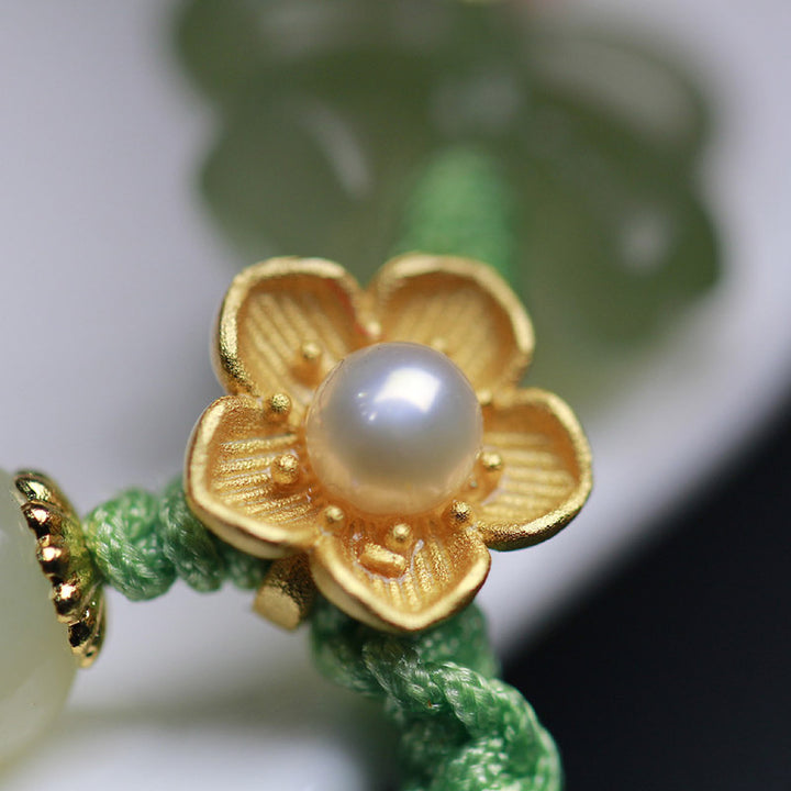 Bracciale Buddha Stones 925 Sterling Silver Jade Luck Flower Butterfly