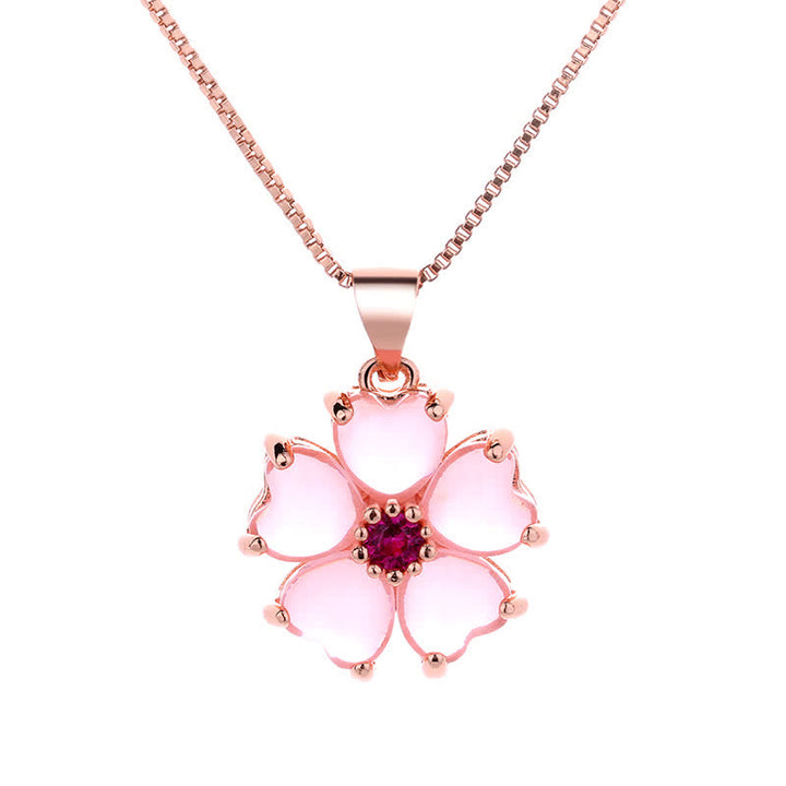Collana pendente con fiore a forma di cuore in cristallo rosa Buddha Stones lenitivo - image 4