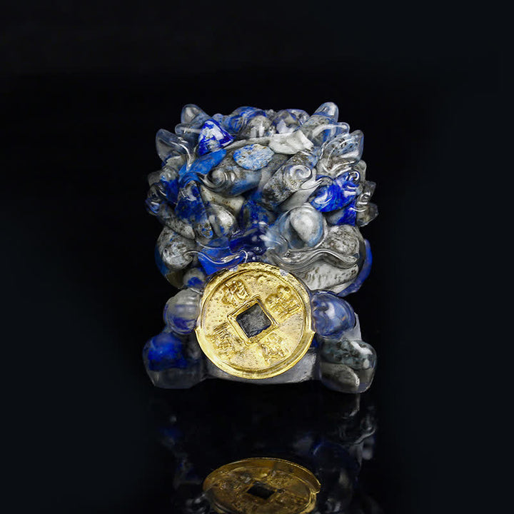 Buddha Stones fatte a mano carine PiXiu moneta d'oro cristallo Fengshui energia ricchezza fortuna decorazione della casa - Lazurite - image 26