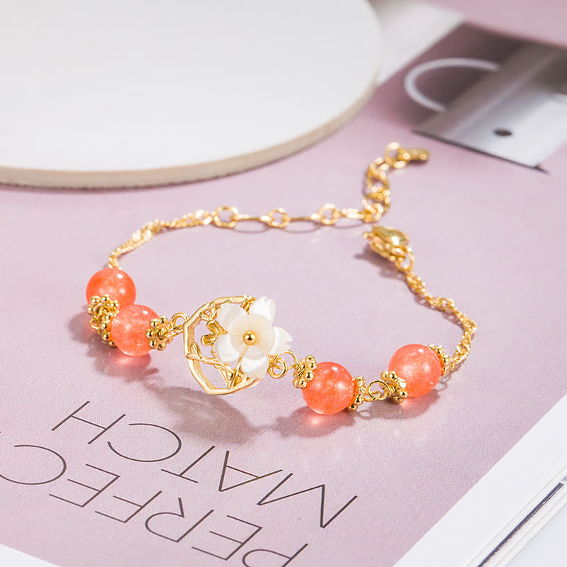 Braccialetto Buddha Stones Red Agate Tridacna Stone Flower Confidence