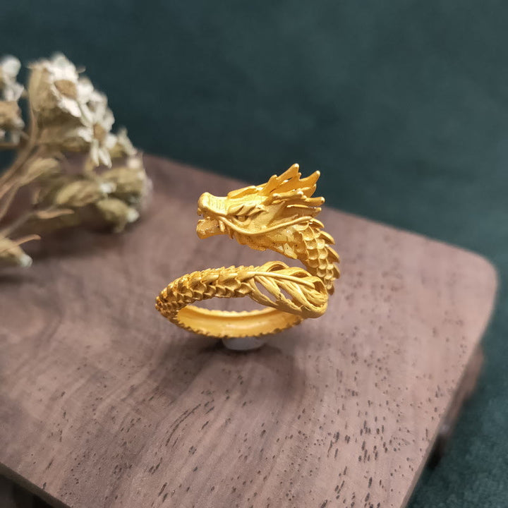 Anello di forza del successo del drago dorato Buddha Stones