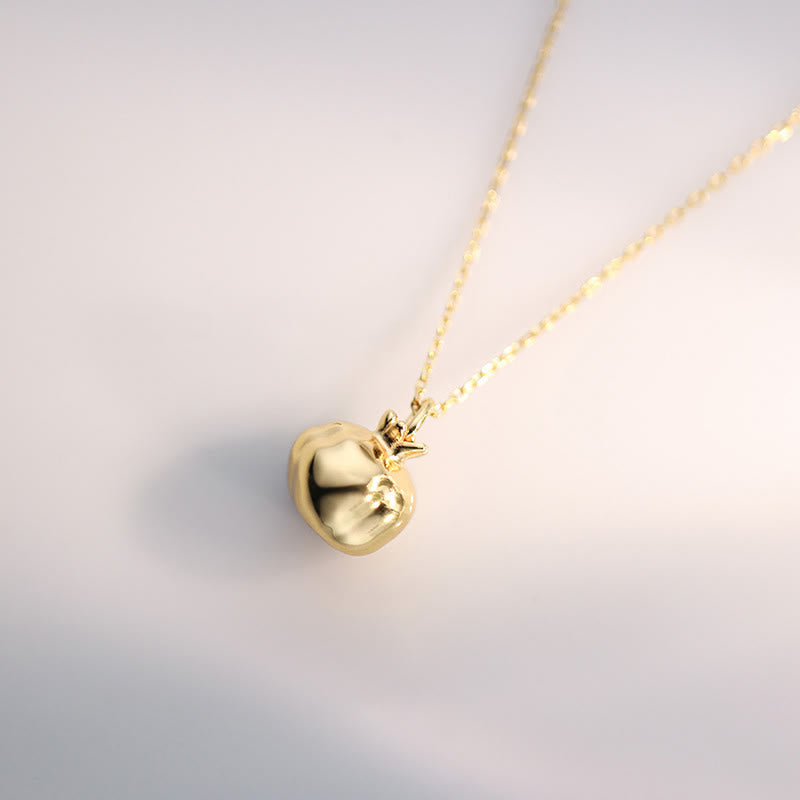 Collana con ciondolo a forma di passione in cristallo di granato melograno e argento sterling 925 placcato oro 18k, Buddha Stones