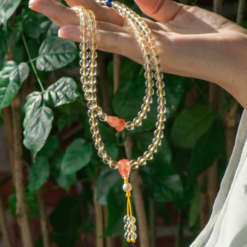 Buddha Stones 108 Mala Beads 925 Sterling Silver Natural Citrine Red Agate White Jade Braccialetto con ciondolo della prosperità