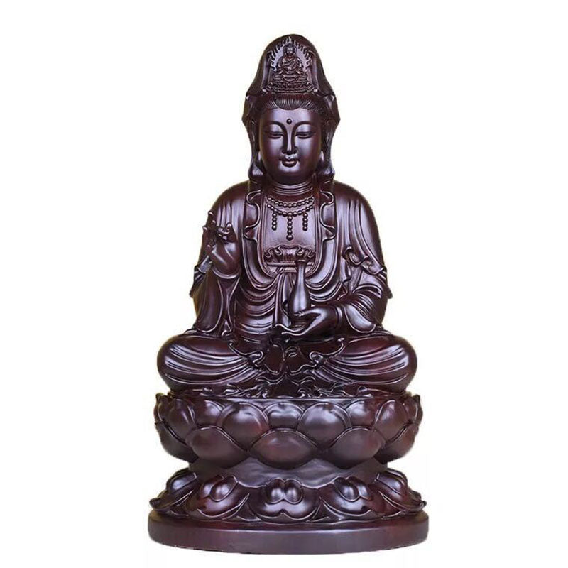 Buddha Stones Avalokitesvara Ebano Loto Armonia Benedizione Decorazione della casa - image 7