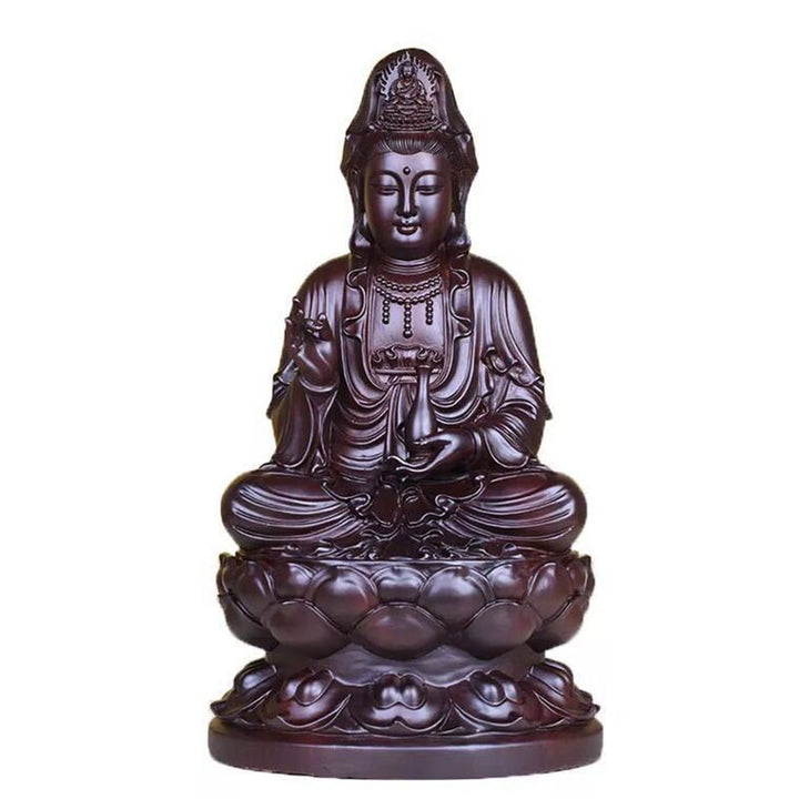 Buddha Stones Avalokitesvara Ebano Loto Armonia Benedizione Decorazione della casa - image 7