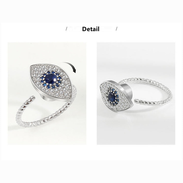 Anello girevole in argento sterling 925 con protezione contro il malocchio e benedizione