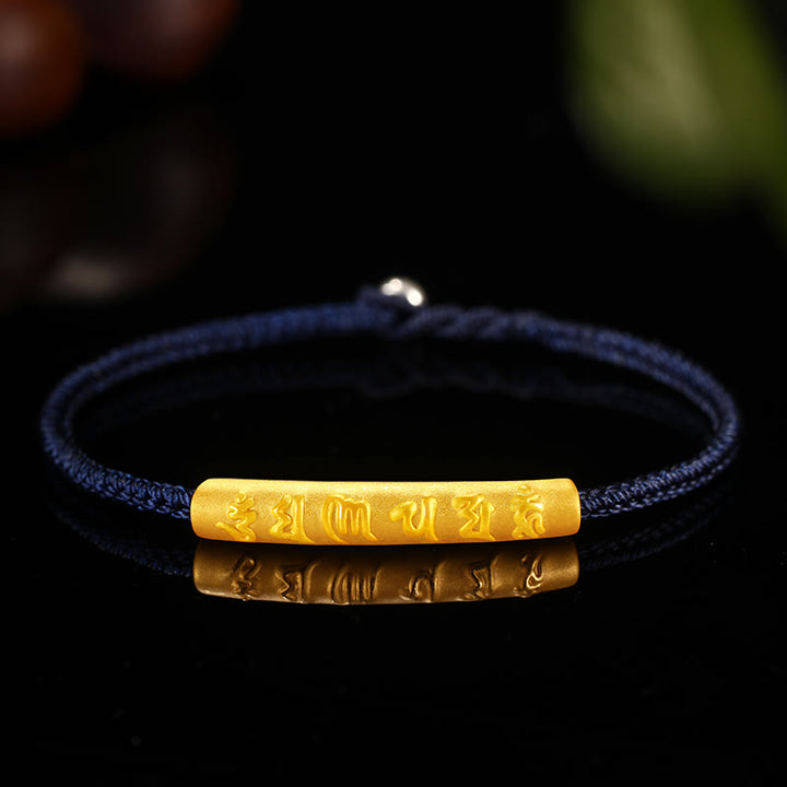Buddha Stones Tibetano 999 Oro Om Mani Padme Hum Braccialetto di coppia intrecciato a mano con nodo della pace a otto fili e fortuna