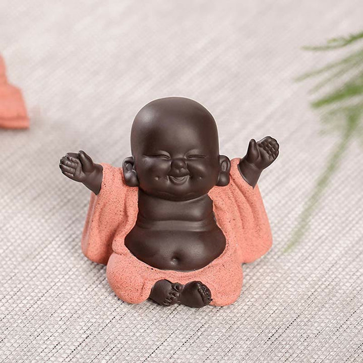 Buddha Stones Buddha sempre sorridente che ride Ricchezza Fortuna Argilla viola Statua di Maitreya Decorazione - image 4