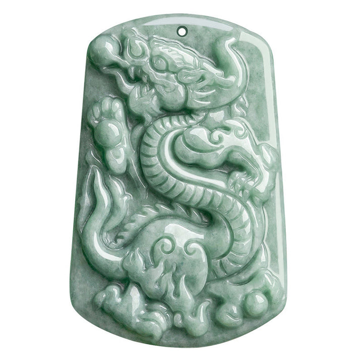 Buddha Stones Anno del Drago Zodiaco Cinese Drago Giada Amuleto Collana Pendente