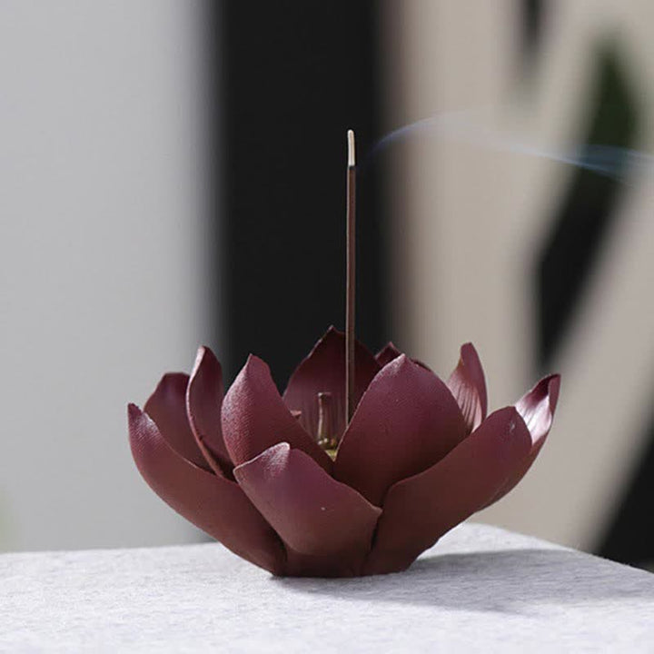 Buddha Stones Tibetano Lotus Pace Positiva Bruciatore di Incenso Decorazione