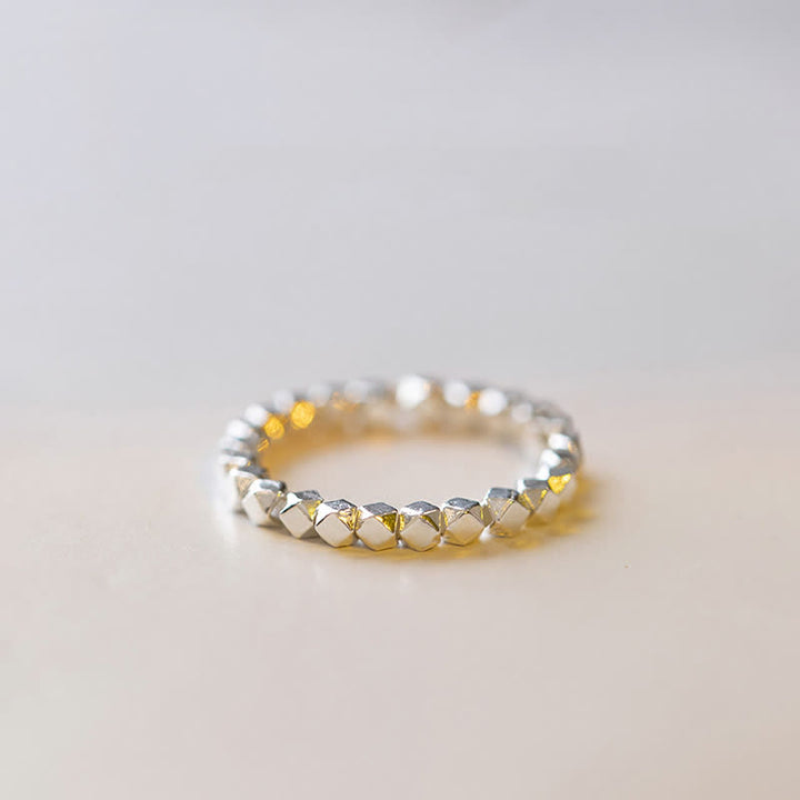Anello di benedizione con perline in argento sterling 925 Buddha Stones