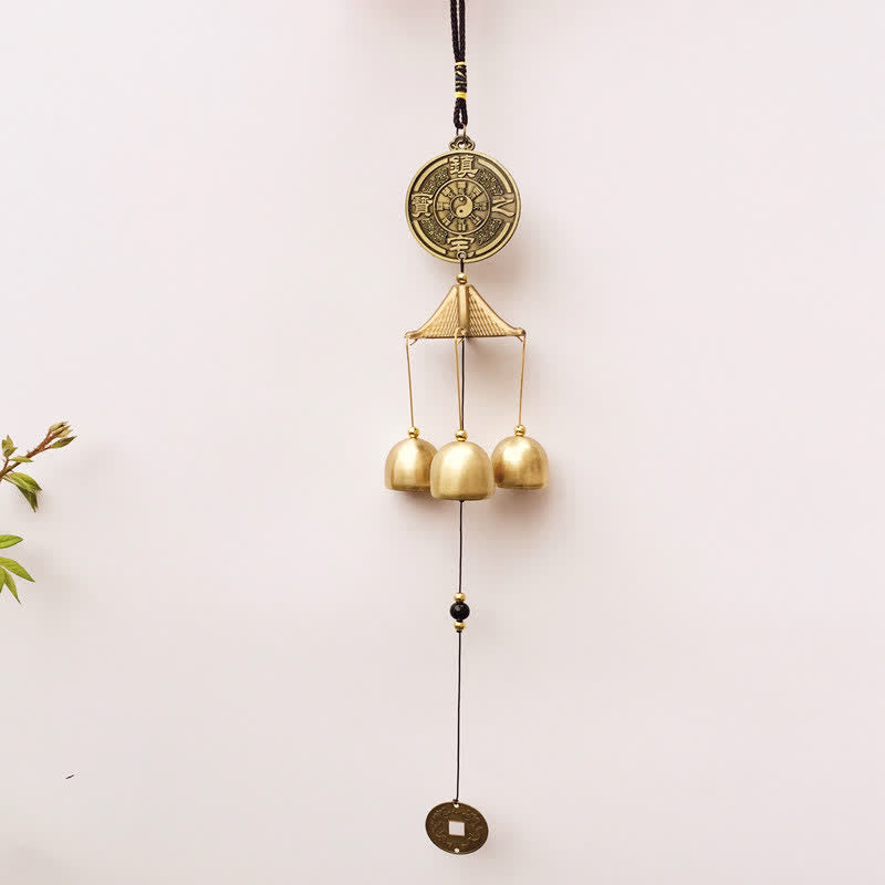 Buddha Stones Benedizione Lettera Elefante Bagua Moneta di Buon Auspicio Appeso al Muro Campanello Campana Decorazione per la Casa Fatta a Mano