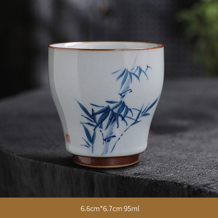 Buddha Stones Fiore di Loto Foglia di Bambù Tazza da Tè in Ceramica Tazze da Tè Kung Fu
