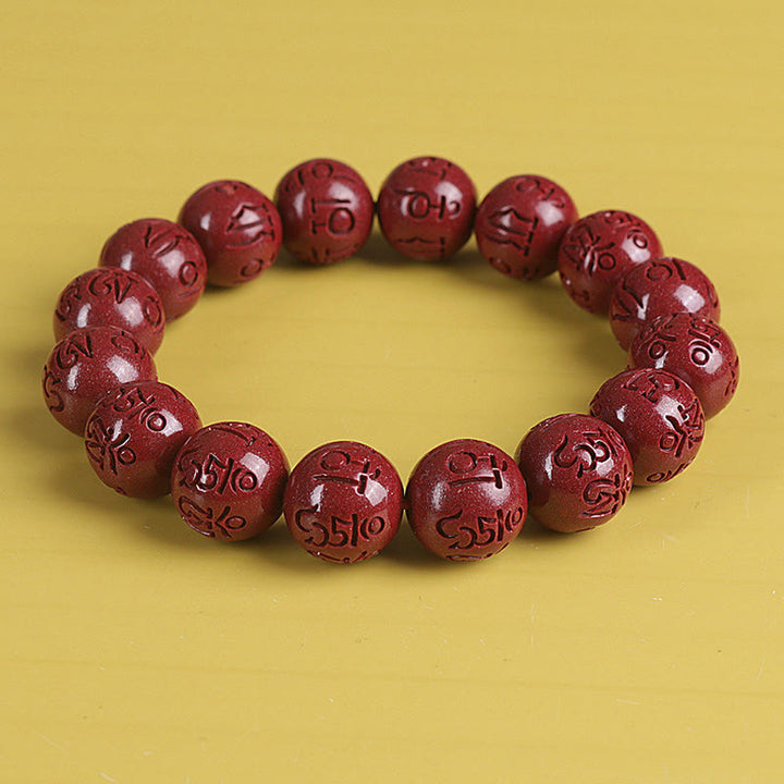 Braccialetto di perline Buddha Stones Natural Double PiXiu Cinnabar Om Mani Padme Hum Wealth Luck