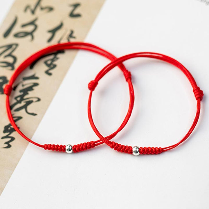 Braccialetto intrecciato con cordino rosso in argento sterling 925 Buddha Stones Luck Bead Protection