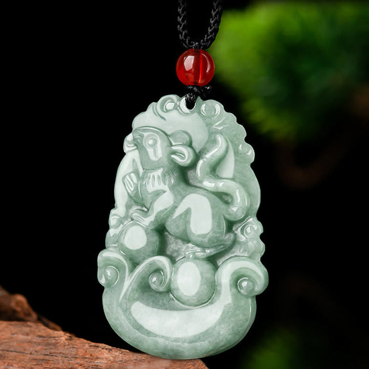 Buddha Stones Giada verde naturale 12 Zodiaco cinese Fortuna Prosperità Collana pendente - image 3