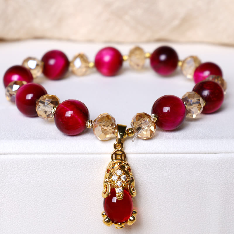 Braccialetto di protezione della volpe PiXiu con occhio di tigre rosso Buddha Stones - Pixiu Occhio di Tigre Rossa - image 8