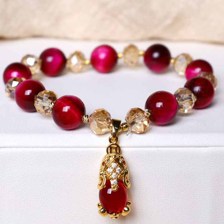 Braccialetto di protezione della volpe PiXiu con occhio di tigre rosso Buddha Stones - Pixiu Occhio di Tigre Rossa - image 8