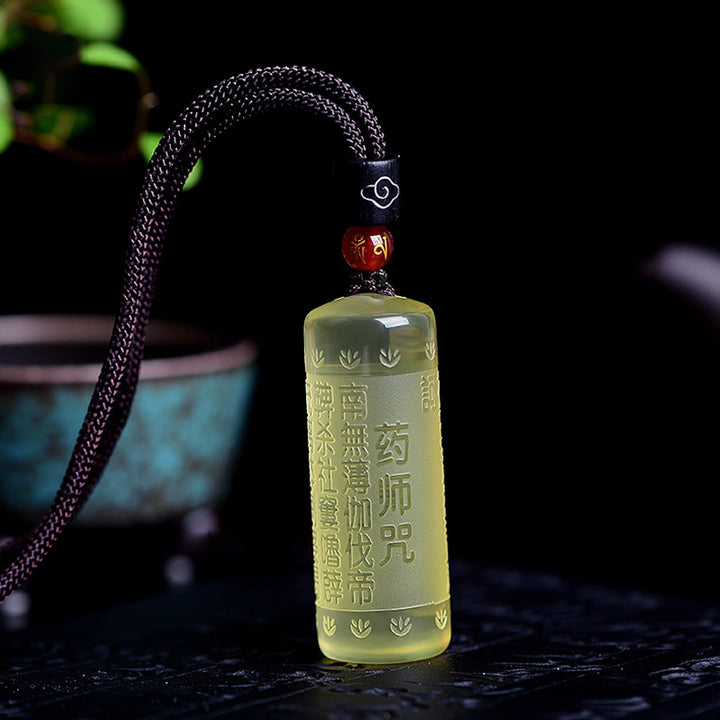 Collana con ciondolo "Sutra del cuore" in citrino, felicità e forza