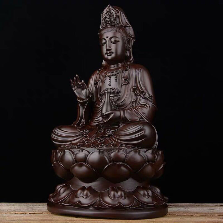 Buddha Stones Avalokitesvara Ebano Loto Armonia Benedizione Decorazione della casa - image 2