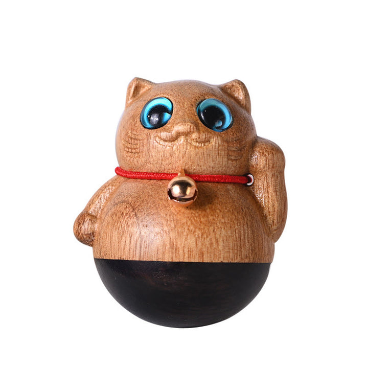 Buddha Stones Mini Gatto Fortunato Gattino Phoebe Zhennan Decorazione di Benedizione del Legno