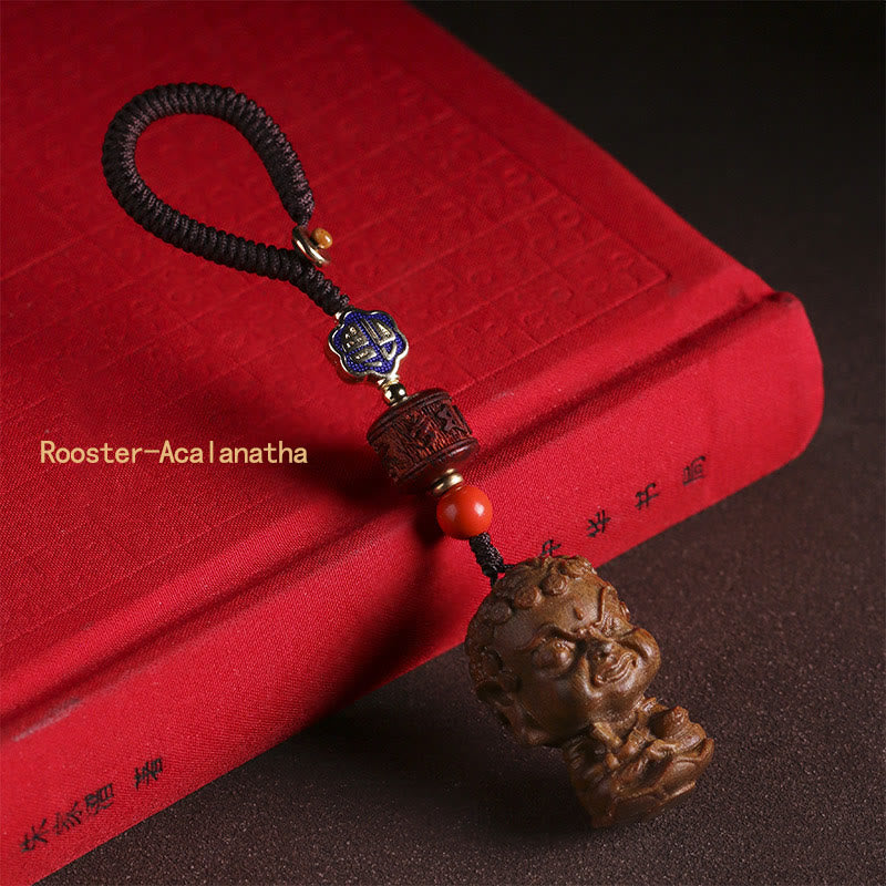 Zodiaco cinese Buddha natale Sandalo verde Om Mani Padme Hum Portachiavi della pace