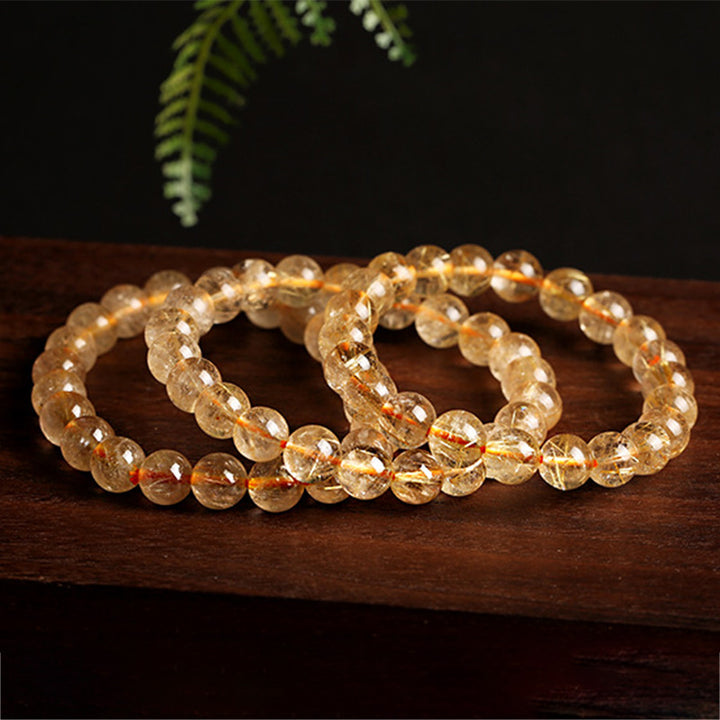 Braccialetto di protezione della benedizione del citrino naturale Buddha Stones