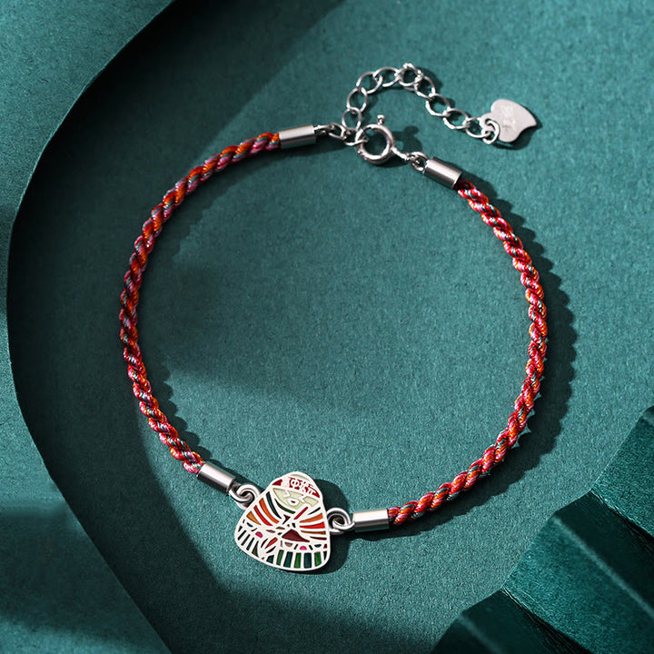 Braccialetto artigianale multicolore con motivo Zongzi in argento sterling 925 Buddha Stones