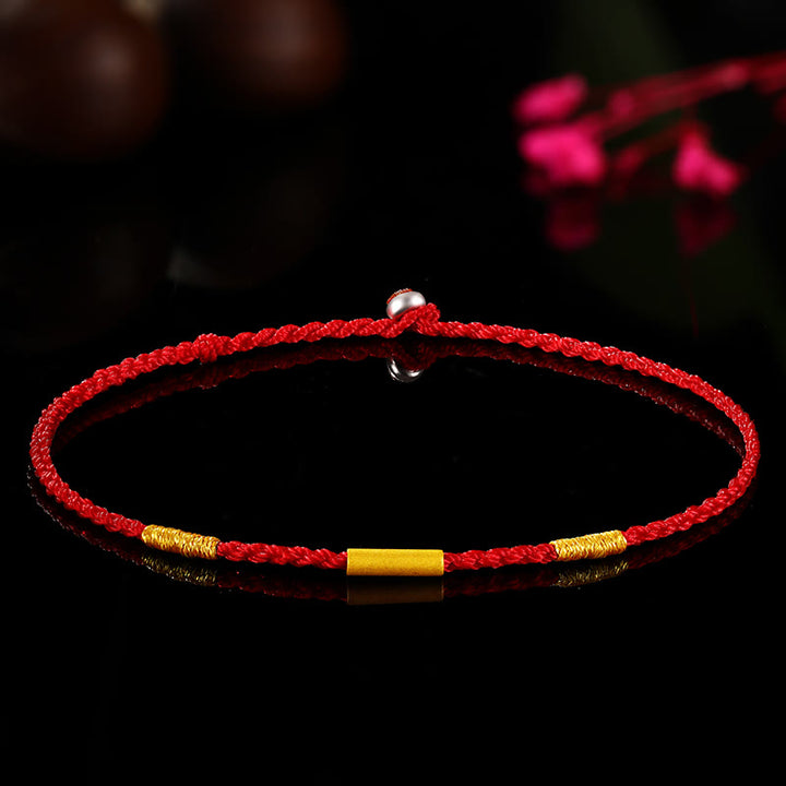 Braccialetto di protezione intrecciato a quattro fili con Buddha Stones in oro 999 con nodi dei desideri, fatto a mano