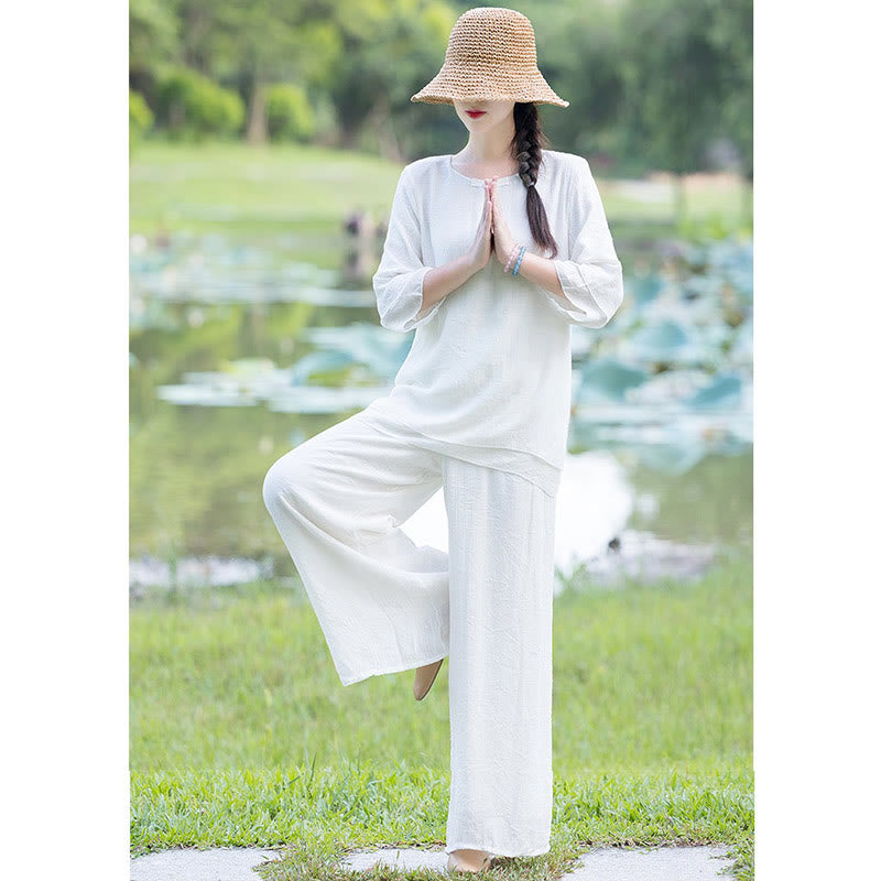 Tai Chi Meditazione Preghiera Zen Spirituale Mattina Pratica Abbigliamento Donna Set - image 14