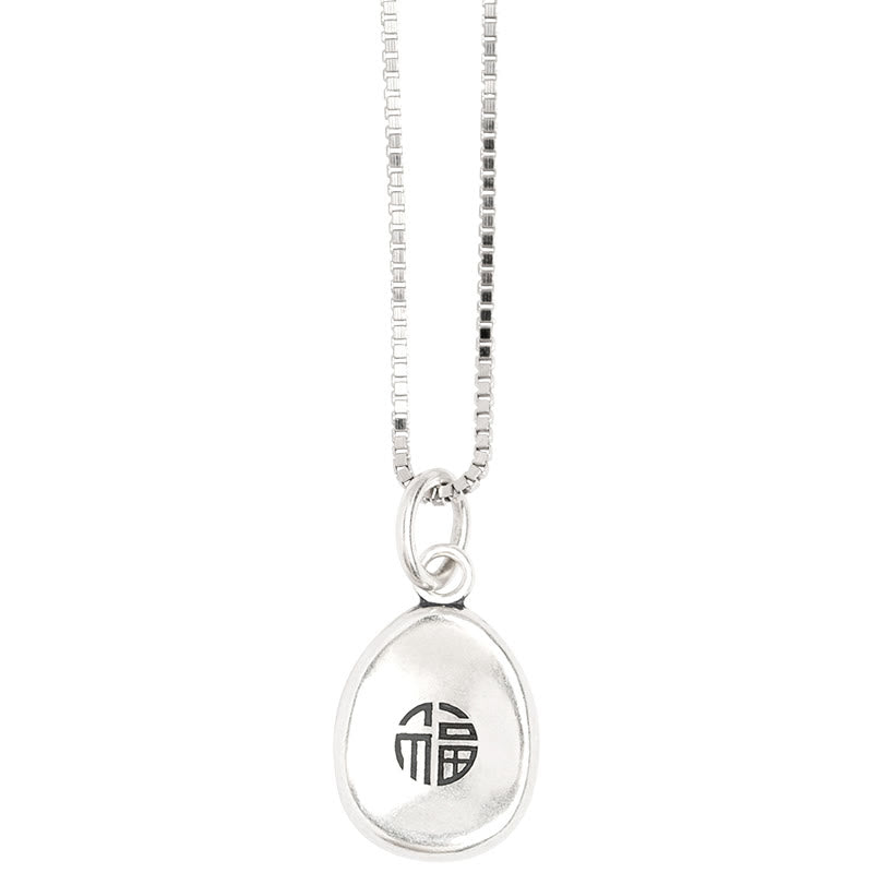Buddha Stones 999 Sterling Silver Pace e Gioia Fu Carattere Fortuna Fortuna 925 Sterling Silver Catena Collana Pendente