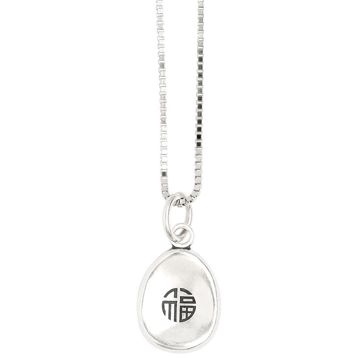 Buddha Stones 999 Sterling Silver Pace e Gioia Fu Carattere Fortuna Fortuna 925 Sterling Silver Catena Collana Pendente