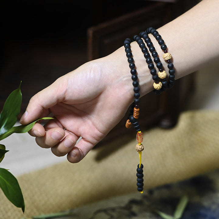 Buddha Stones Mala Tibetano Cipresso Semi di Bodhi Agata Rossa Braccialetto di Guarigione