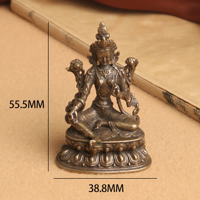 Buddha Stones Bodhisattva Tara Verde Calma Speranza Statua Rame Decorazione