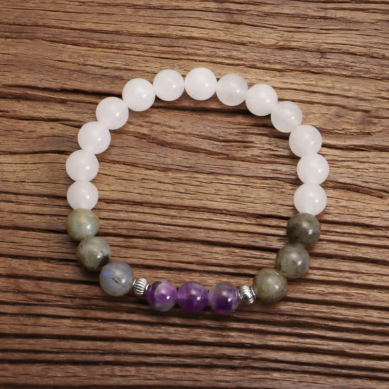 Buddha Stones 108 Mala Beads Agata Bianca Ametista Nero Glitter Pietra Braccialetto di Protezione