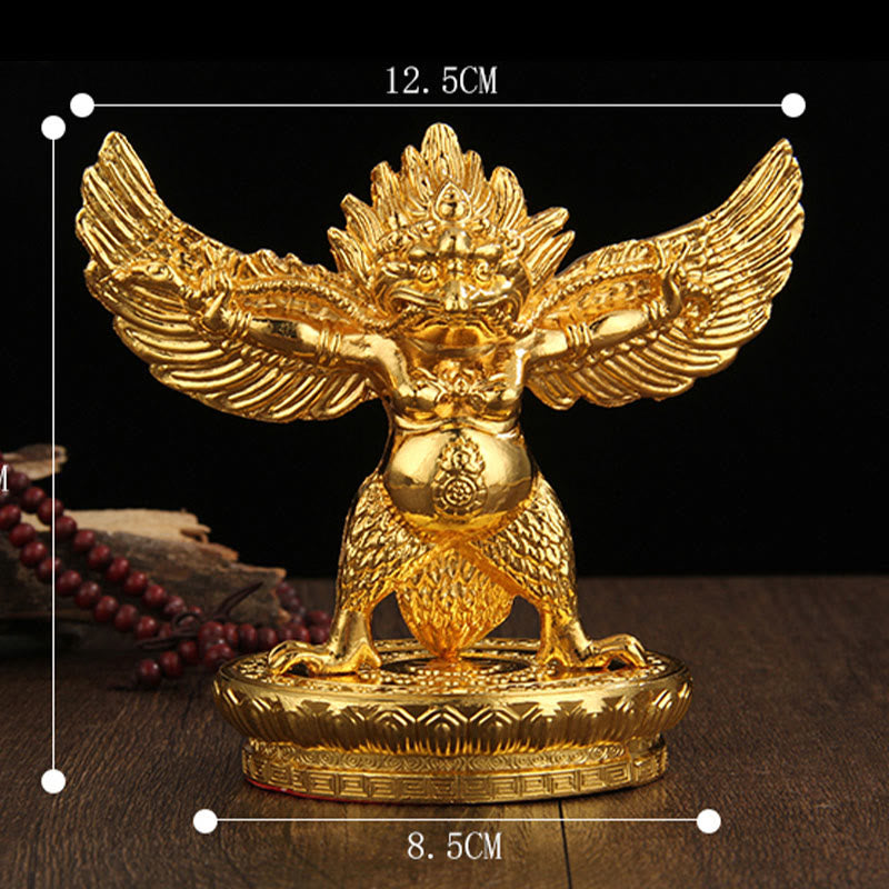 Decorazione per la casa in lega di protezione per uccelli Garuda in oro tibetano