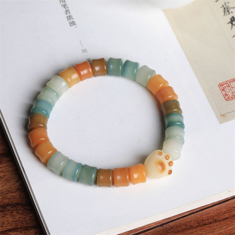 Braccialetto della saggezza con zampa di gatto, semi di Bodhi colorati Buddha Stones - image 3