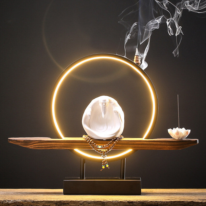 Buddha Stones Buddha Avalokitesvara Ceramica Loto Rilassamento Bruciatore di Incenso Decorazione