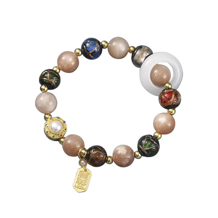 Buddha Stones Incenso Tibetano Cenere Vetro Liuli Pietra Tridacna Pietra del Sole Om Mani Padme Hum Ruota della Preghiera Braccialetto con Ciondolo