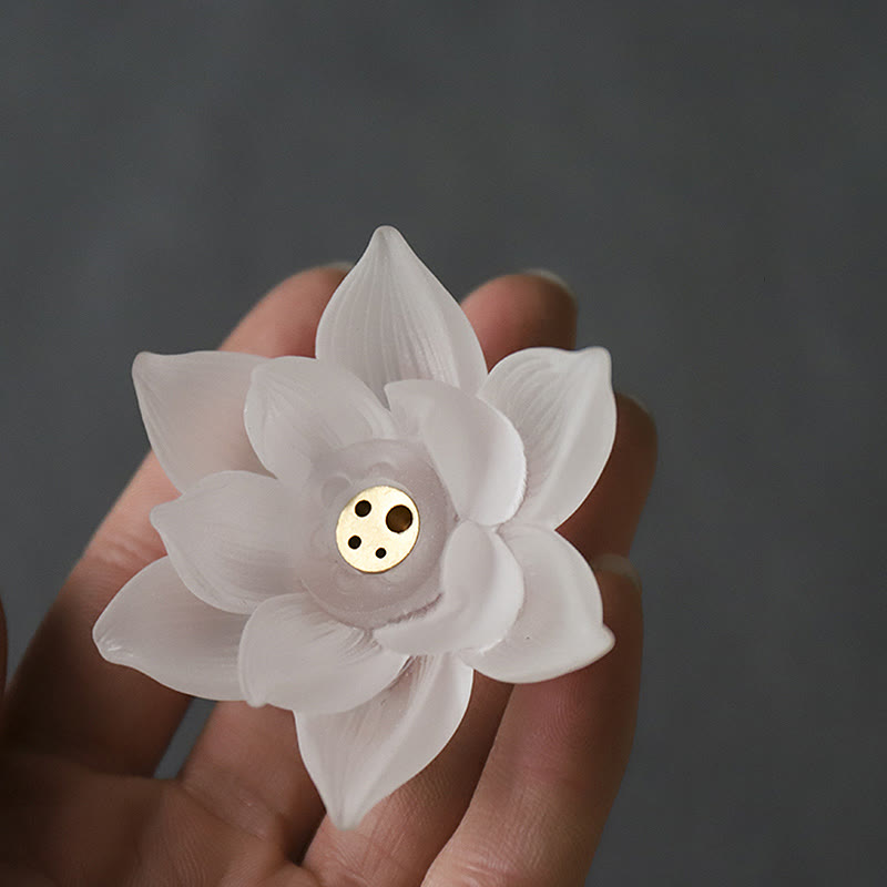 Buddha Stones Mini Lotus Liuli Cristallo Guarigione Meditazione Bastoncino Bruciatore di Incenso