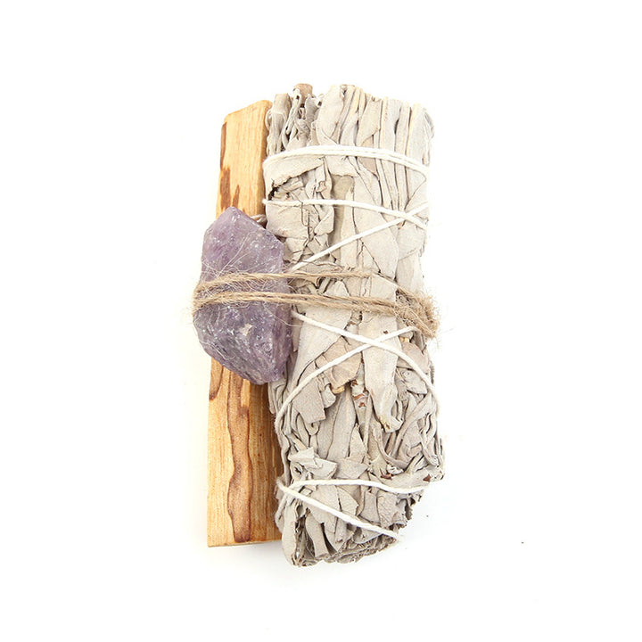 Buddha Stones Palo Santo naturale Ametista Avventurina verde Cristallo Salvia bianca Smudge Purifica Set altare Forniture spirituali