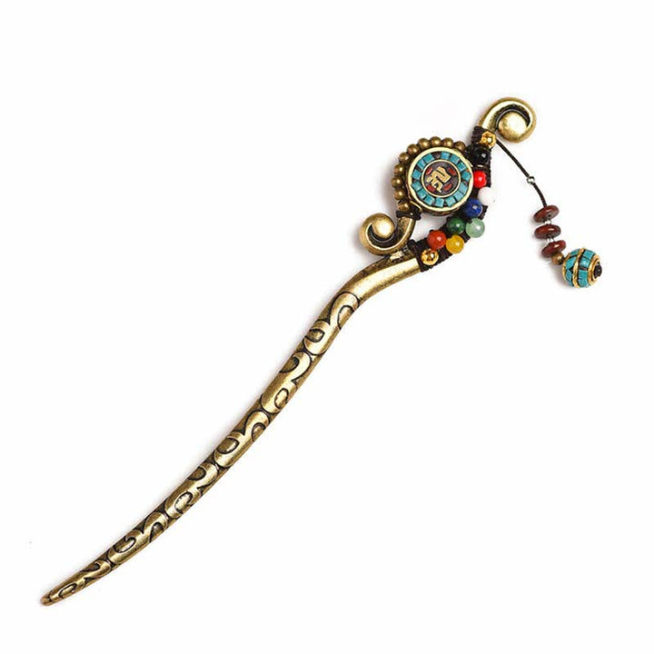 Decorazioni per capelli con forcina di protezione in agata turchese tibetana