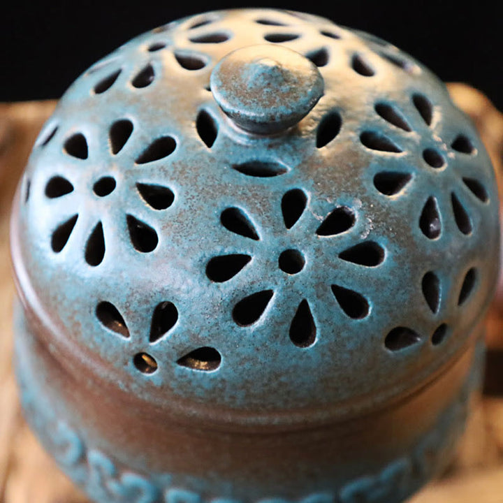 Buddha Stones Mini Hollow Meditazione Spirituale Ceramica Piccolo Bruciatore di Incenso Decorazione